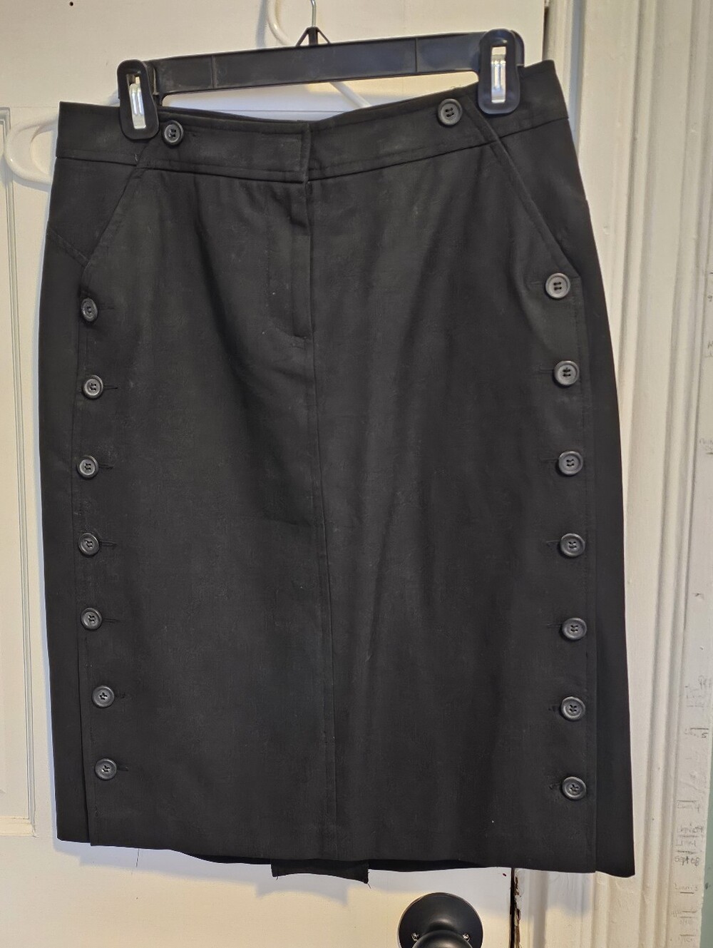 The Limited Black Button-Detail Pencil Skirt
